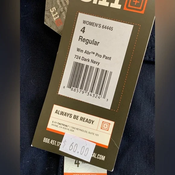 NWT 5.11 Tactical Pants Womens 4 DRK NAVY EMS MidRise ABR PRO Cargo Heavyweight - Picture 5 of 14